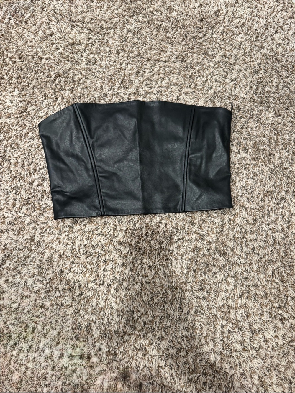 Zara Black Faux Leather Strapless Top